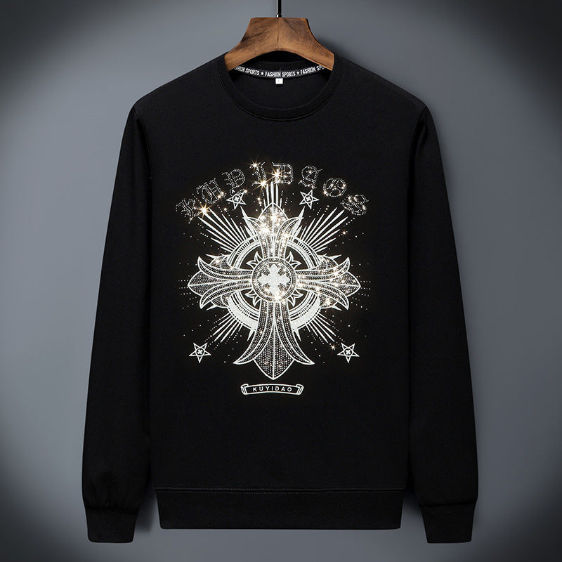 Classic crewneck sweatshirt with multicolor check-pattern text detail