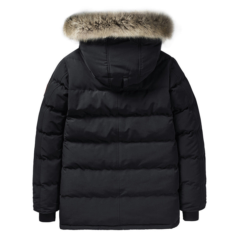 Men's Oversized Fleece-Lined Winter Jacket – Thick Cotton Coat For Plus Size C