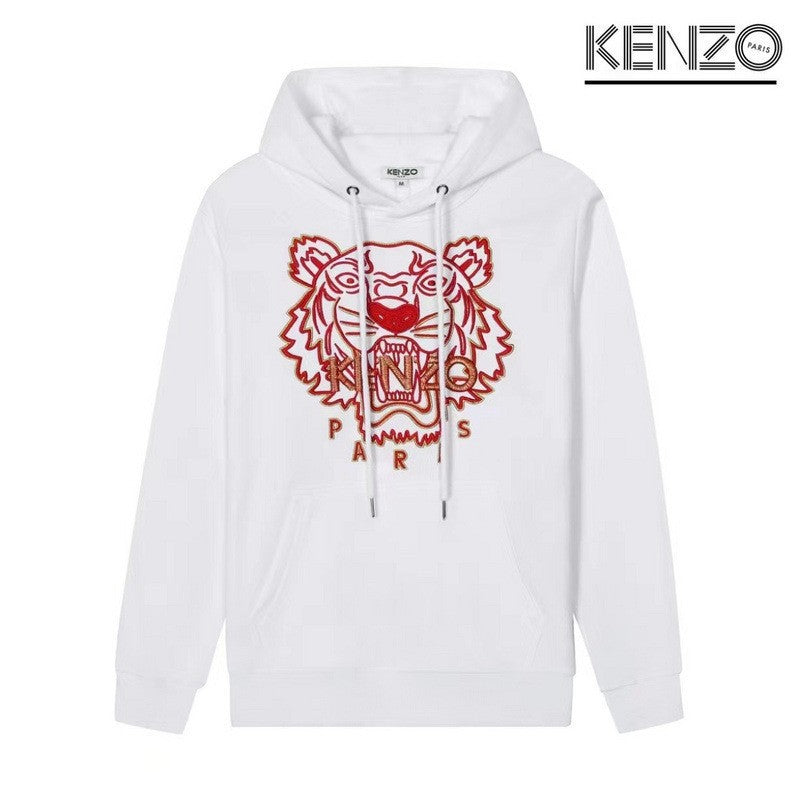 Black Terry Crewneck Sweatshirt with Embroidered Tiger Motif