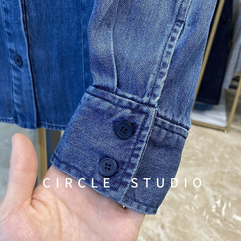 Relaxed-fit Tencel denim shirt with chest pockets
