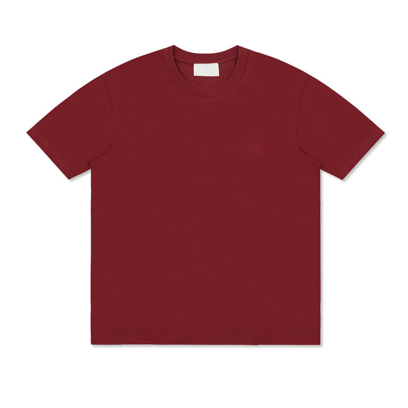 Embroidered Heart Detail Short Sleeve Cotton T-Shirt