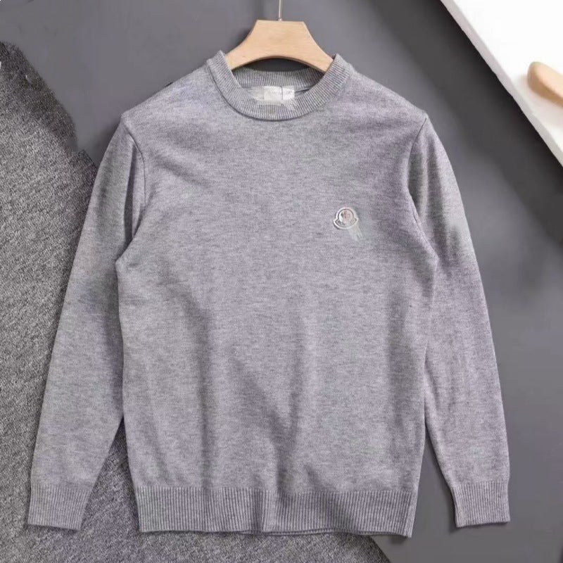 Black White Navy Light Gray Crewneck Sweater in Soft Knit Fabric