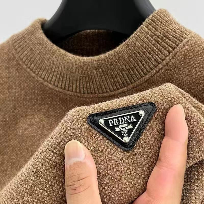 Chenille crewneck sweater with brushed interior for warmth