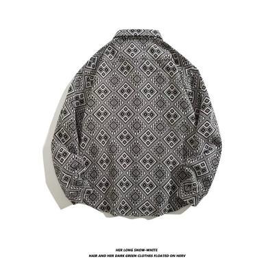 Oversized geometric tribal print button-up shirt