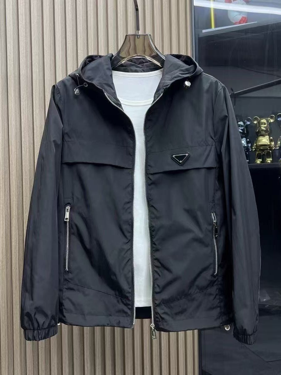 Spring Autumn Solid Color Simple Jacket Youth/Men High-End Trendy High Stre