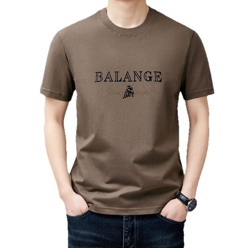 Loose-fit navy cotton-blend short-sleeve crewneck t-shirt with tonal geometric print