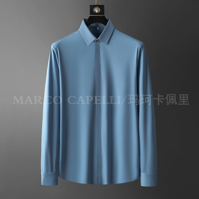 Black formal shirt with gold bee chest embroidery