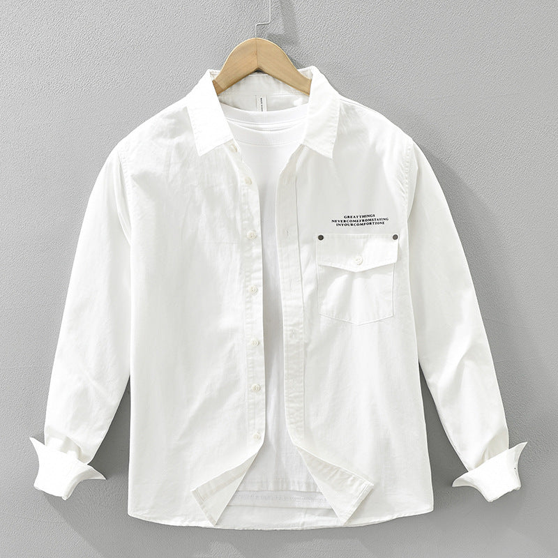 Black or white printed long-sleeve workwear shirt