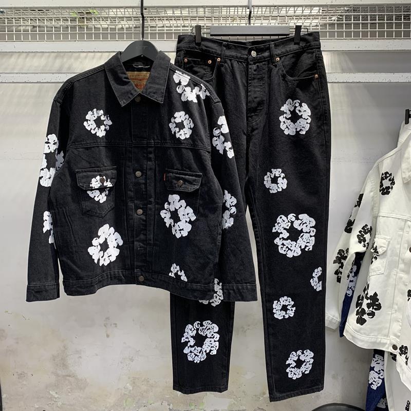 Denim Tears floral-embroidered slim-fit jeans