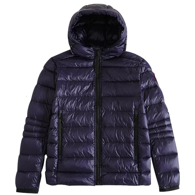Navy Quilted Hooded Down-Filled Puffer Jacket