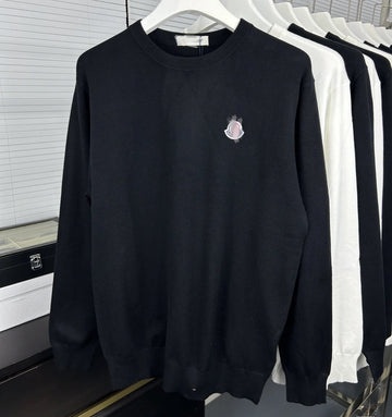 Black White Navy Light Gray Crewneck Sweater in Soft Knit Fabric
