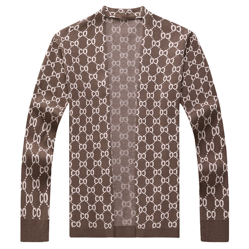 Black and Camel Ribbed Cuff Knit Cardigan