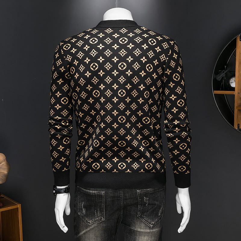 Black Relaxed-Fit Cotton-Blend Knit Sweater