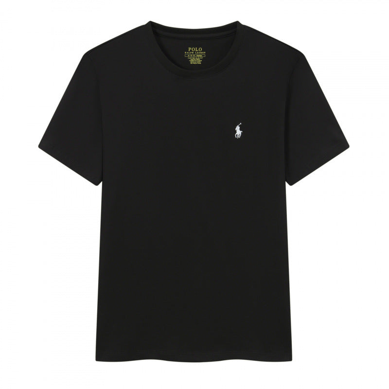 Breathable Cotton Crew Neck T-Shirt in Solid Black, Navy, White, Gray, or Pastel Shades