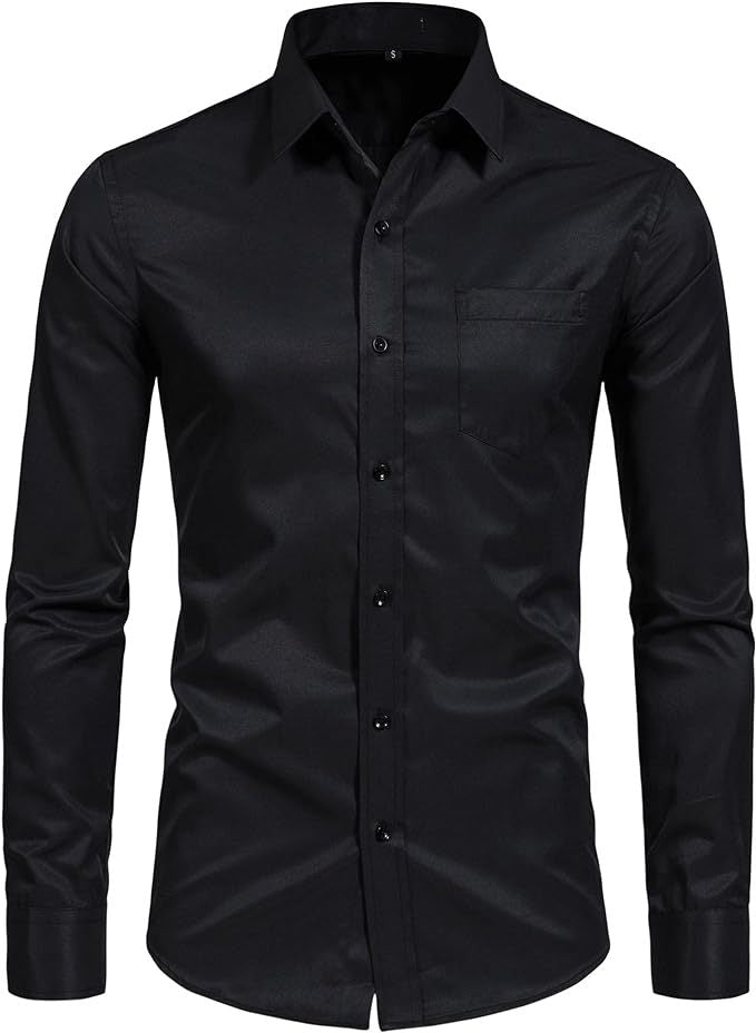 Slim-Fit Long-Sleeve Cotton Dress Shirt in Solid Colors