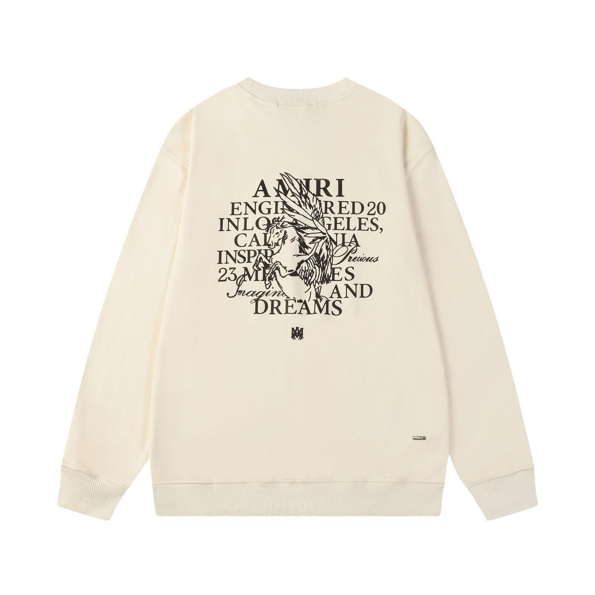 Black White Brown Eagle-Print Heavyweight Crewneck Sweatshirt