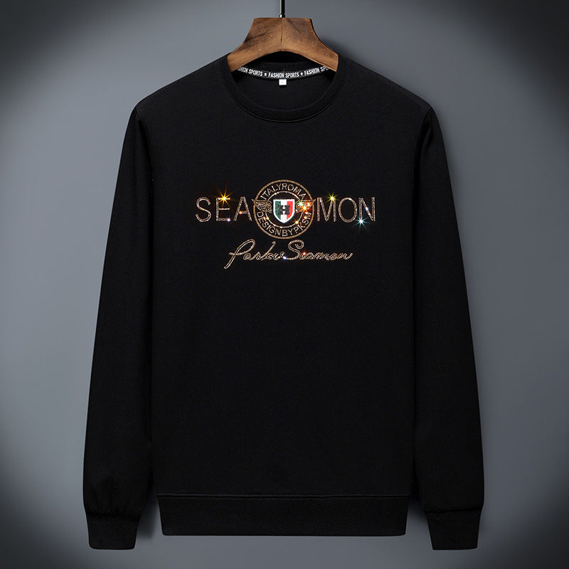 Classic crewneck sweatshirt with multicolor check-pattern text detail