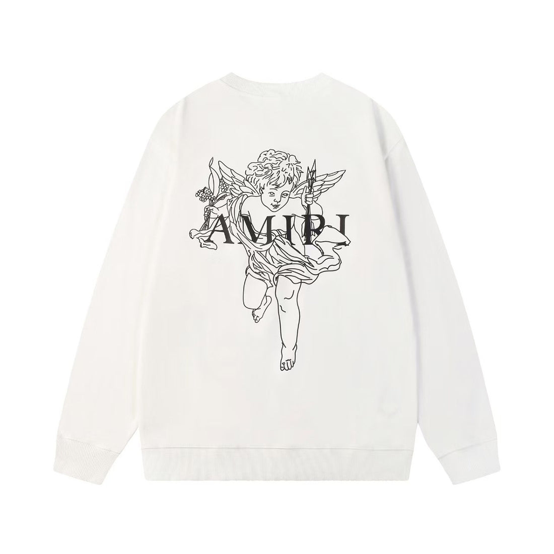 Black or White Cotton Blend Relaxed-Fit Hoodie with Cupid Print