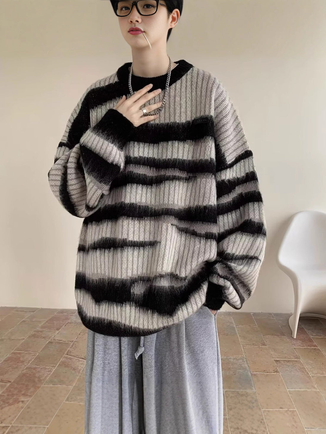Round Neck Sweater Knitwear Men Trendy Brand Handsome Autumn Winter Base Shirt N