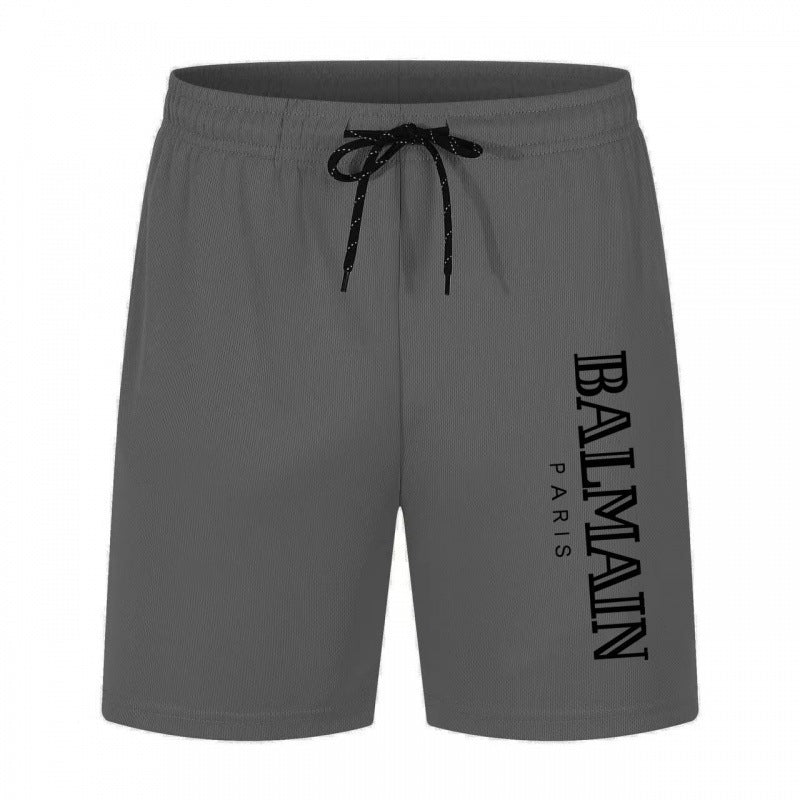 Black and White Printed Drawstring Waist Athletic Shorts