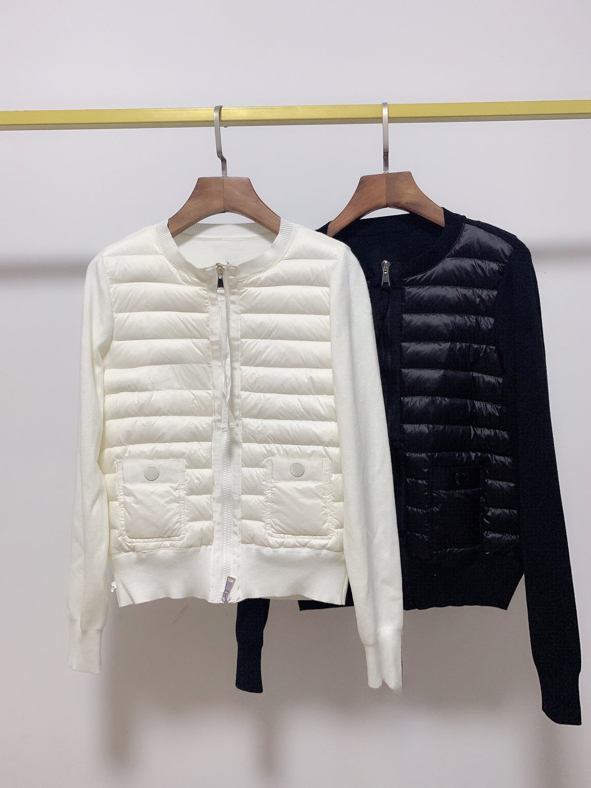 French Brand Embroidered Badge Knitted Sleeves Jacket Women Keep Warm In Winter