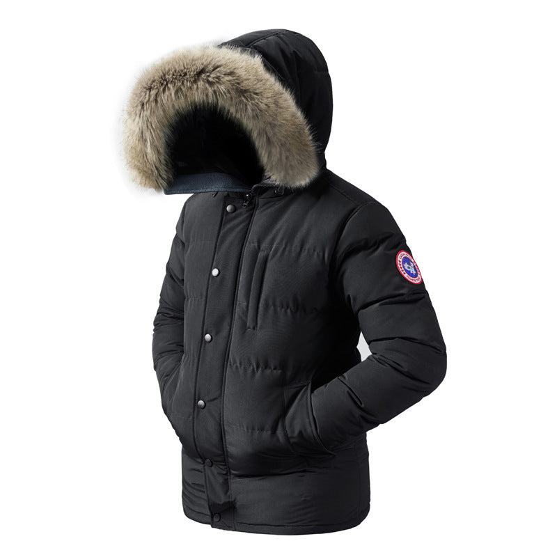Men's Oversized Fleece-Lined Winter Jacket – Thick Cotton Coat For Plus Size C