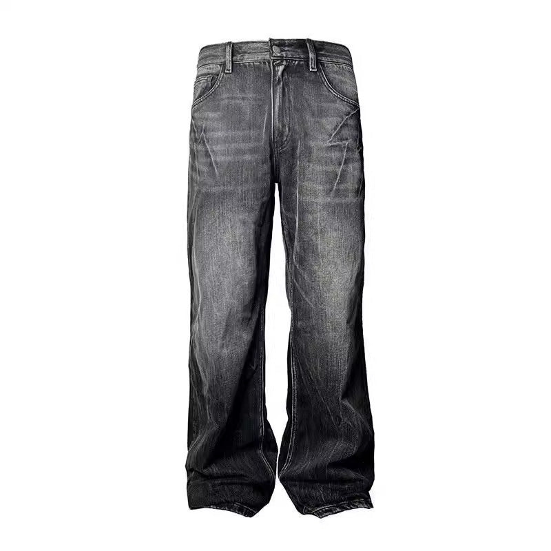 Straight-Leg Flared Jeans in Faded Blue or Black Denim