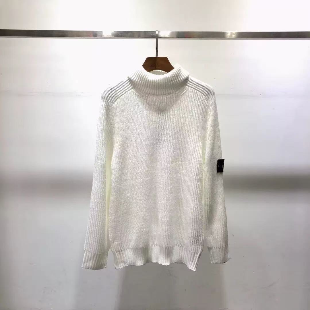 Ribbed Wool Crew Neck Sweatshirt in Light Gray with Embroidered Sleeve Detail