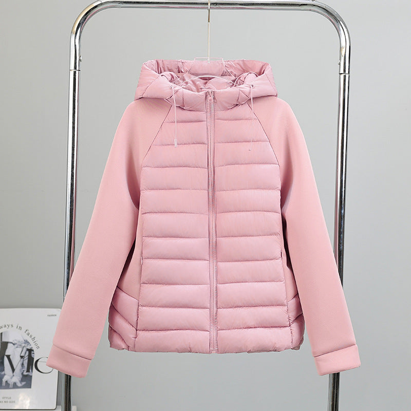 Long Hooded Puffer Coat with Patchwork Map Design