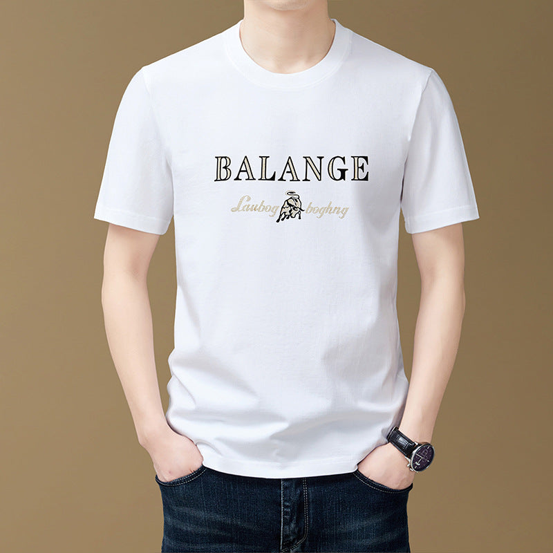 Loose-fit navy cotton-blend short-sleeve crewneck t-shirt with tonal geometric print
