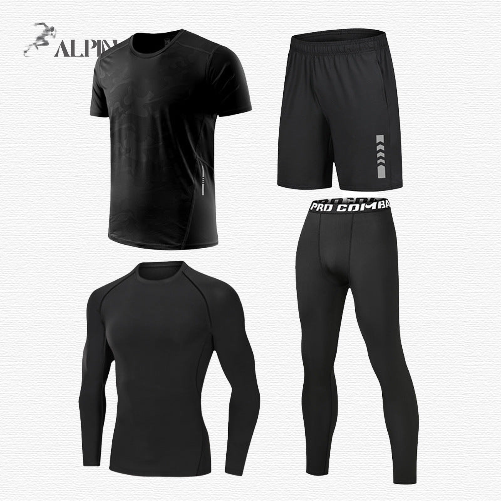 Stylish Elastic Professional Sports 4-piece Set A