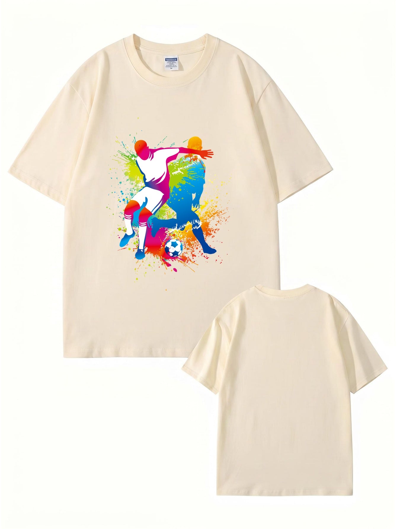 Colorful Soccer Player Graphic Print T-Shirt - 22 Colors, Premium Cotton