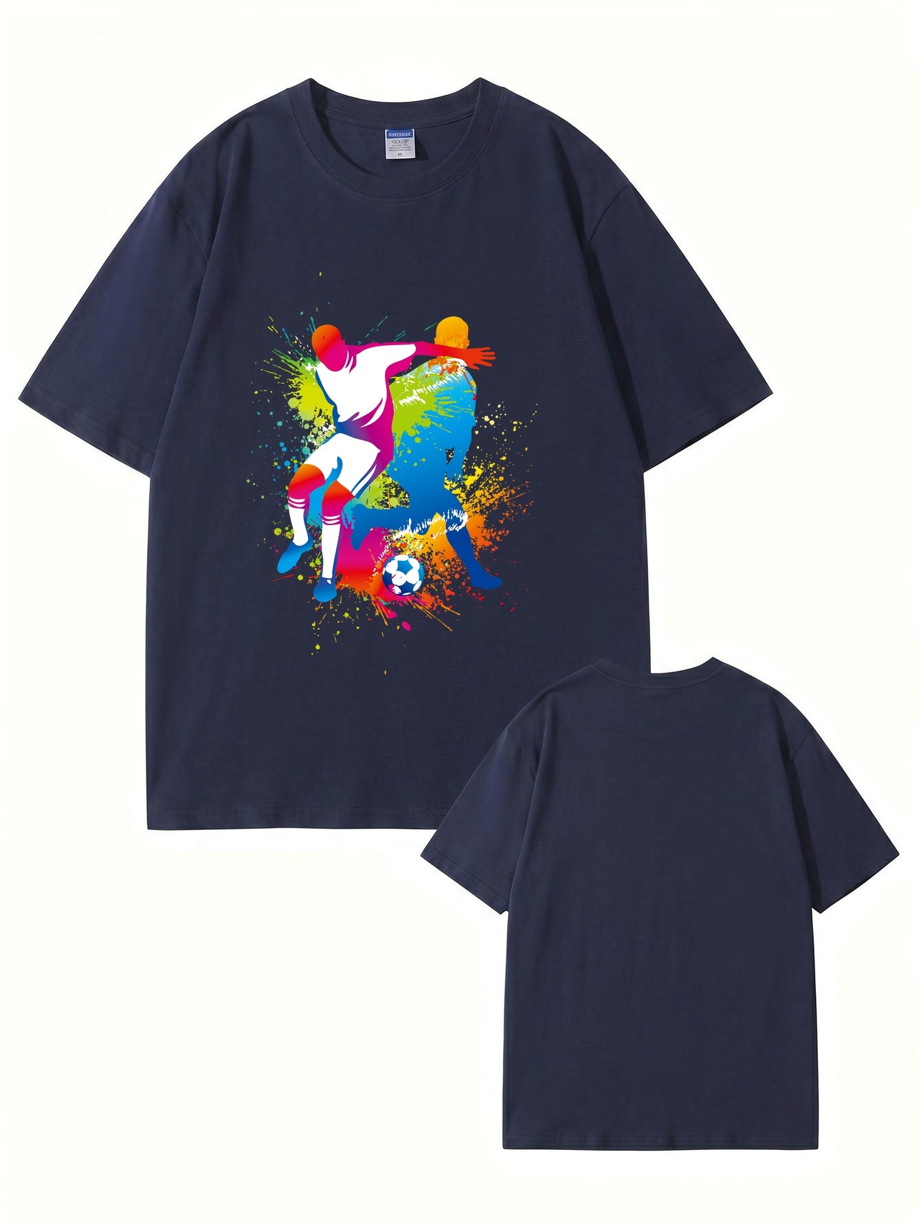 Colorful Soccer Player Graphic Print T-Shirt - 22 Colors, Premium Cotton