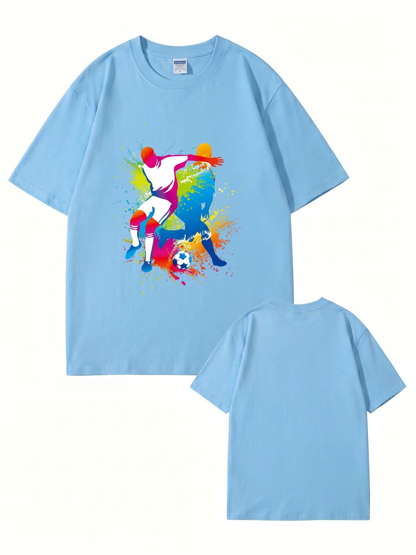 Colorful Soccer Player Graphic Print T-Shirt - 22 Colors, Premium Cotton