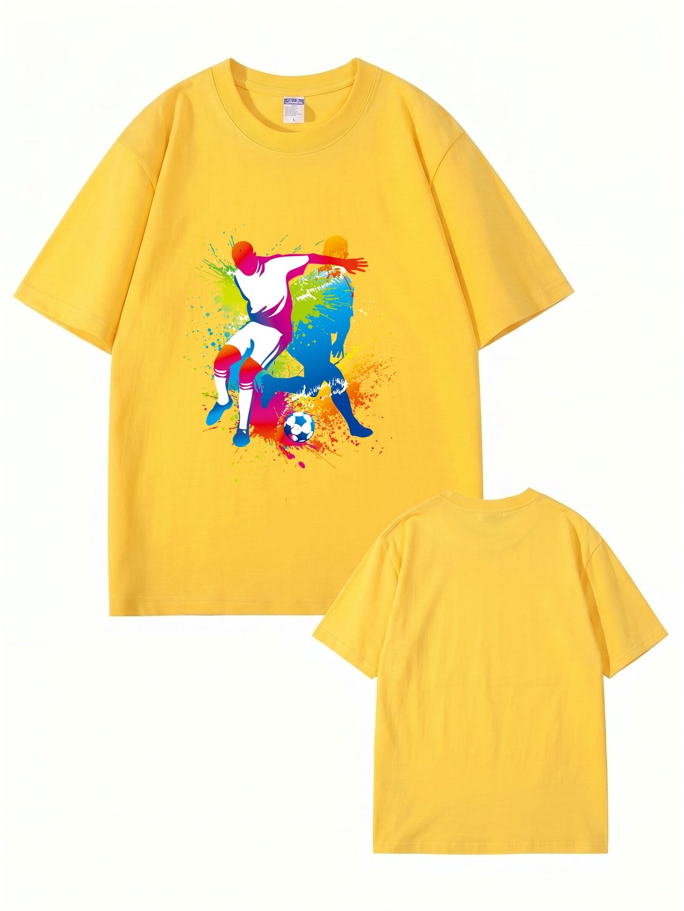 Colorful Soccer Player Graphic Print T-Shirt - 22 Colors, Premium Cotton