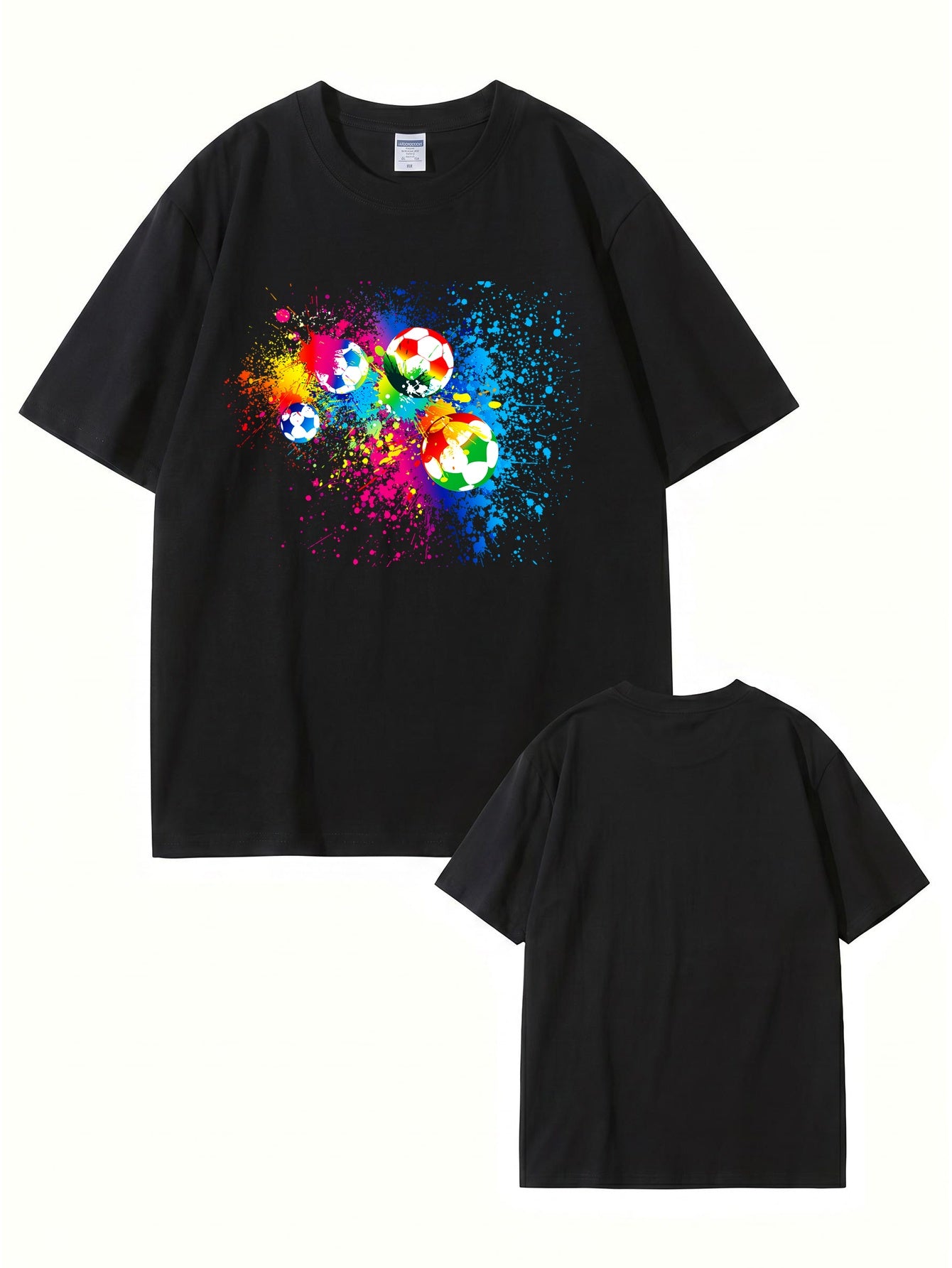Vibrant Watercolor Soccer Ball Graphic Print T-Shirt