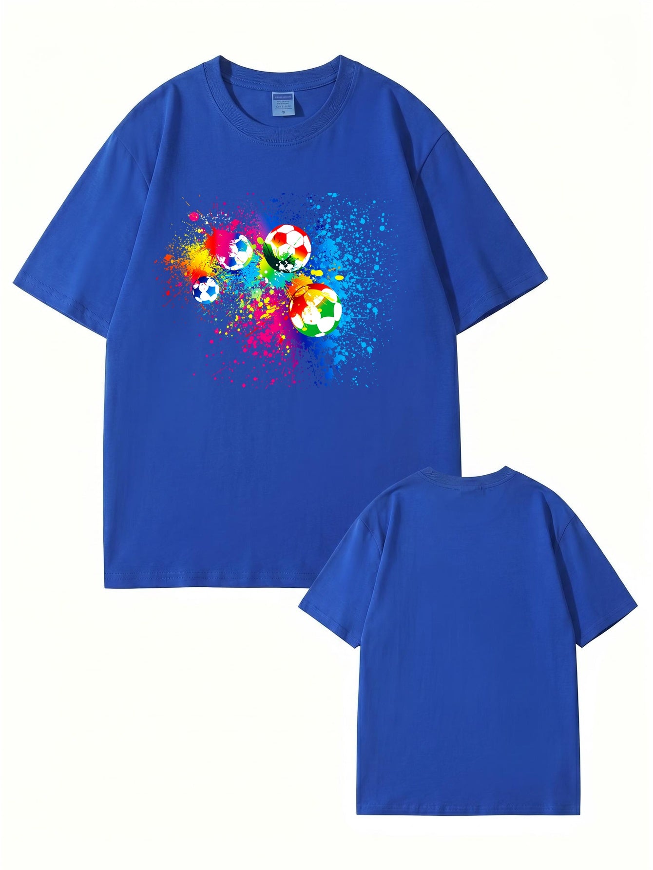 Vibrant Watercolor Soccer Ball Graphic Print T-Shirt