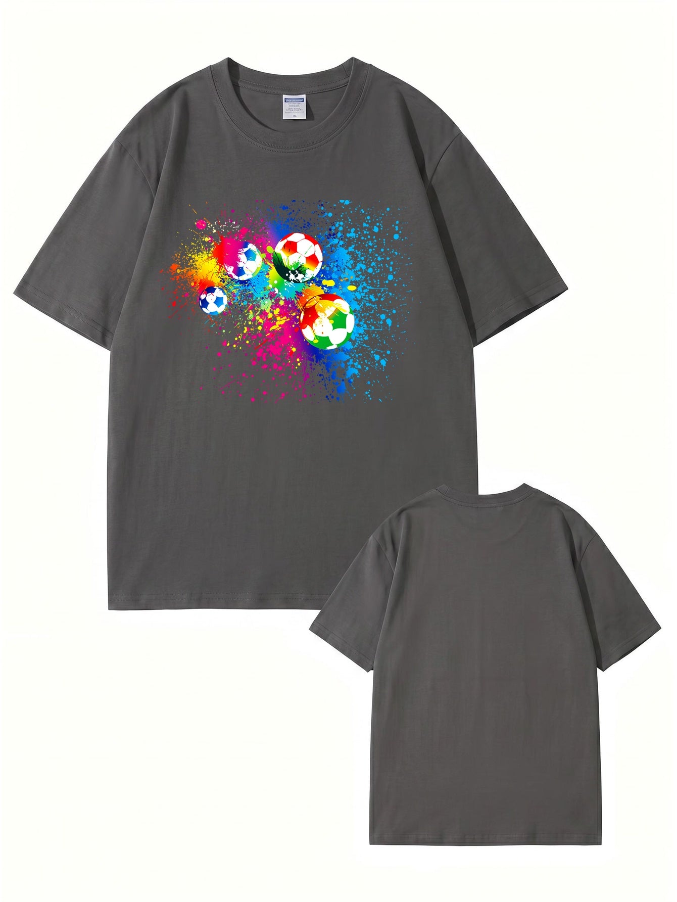Vibrant Watercolor Soccer Ball Graphic Print T-Shirt