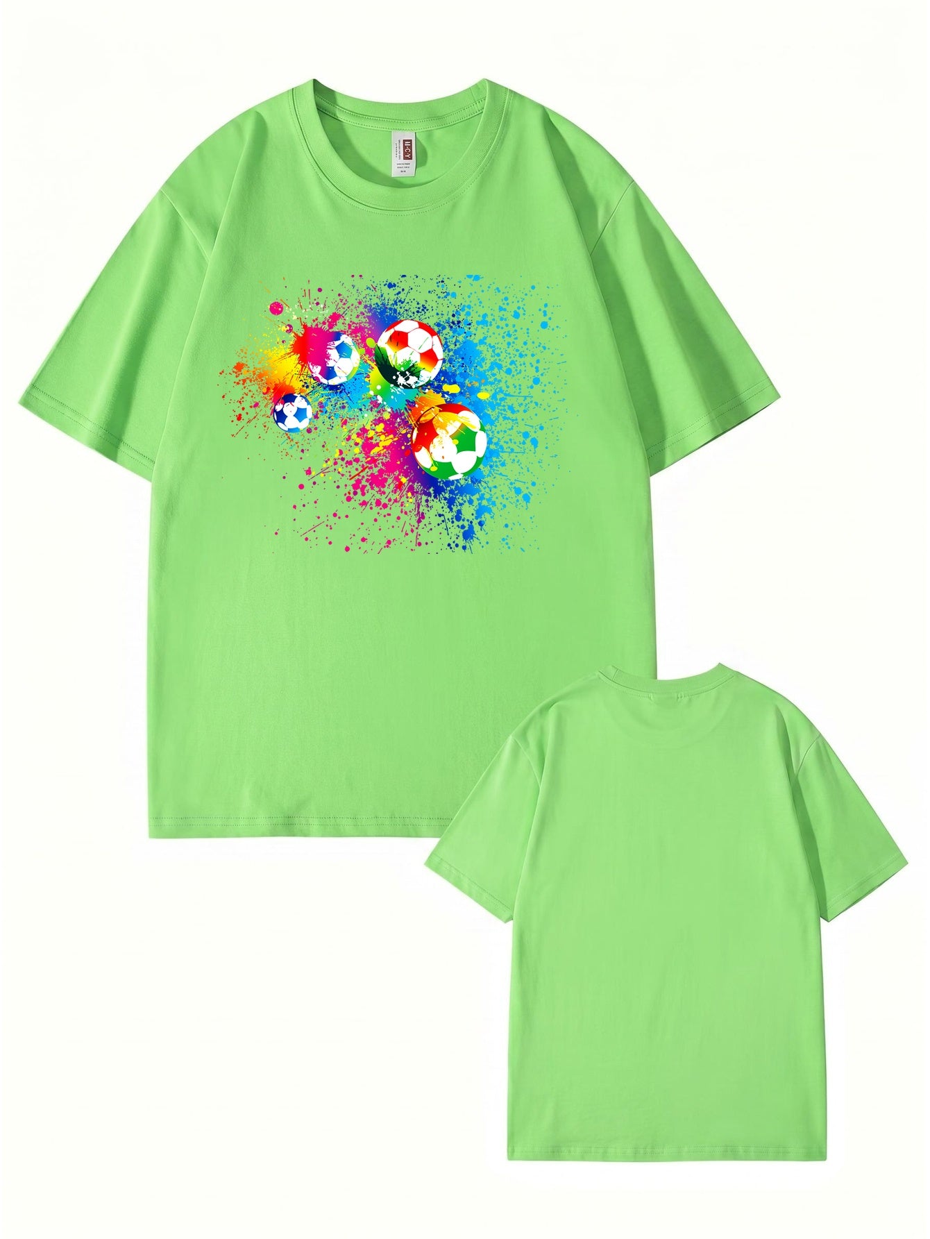 Vibrant Watercolor Soccer Ball Graphic Print T-Shirt
