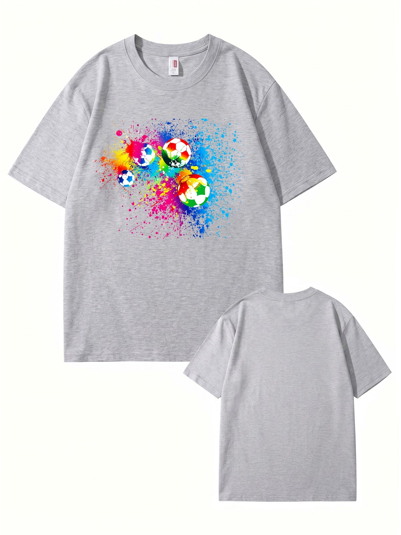 Vibrant Watercolor Soccer Ball Graphic Print T-Shirt