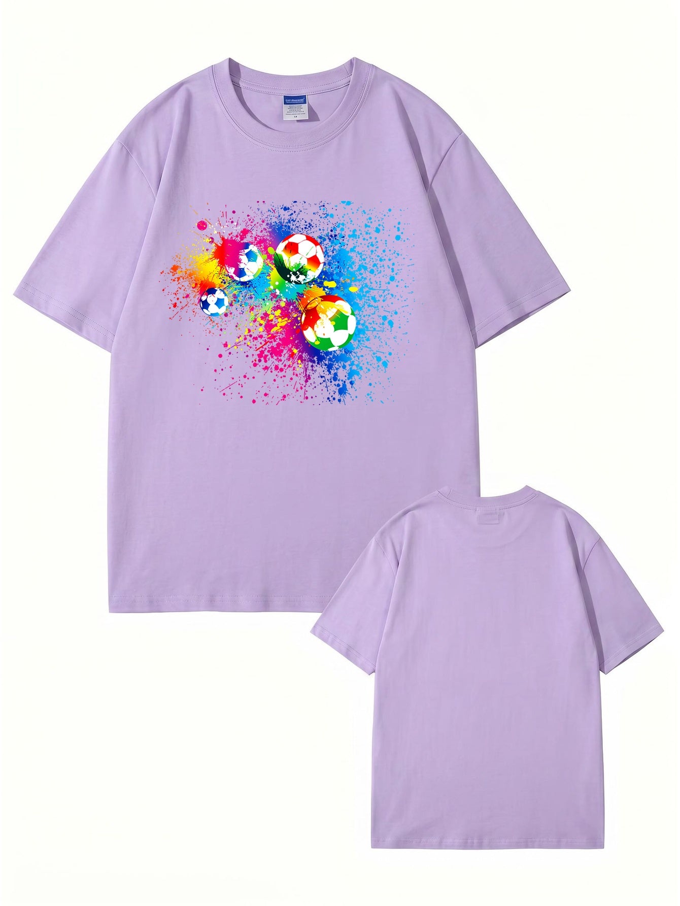 Vibrant Watercolor Soccer Ball Graphic Print T-Shirt