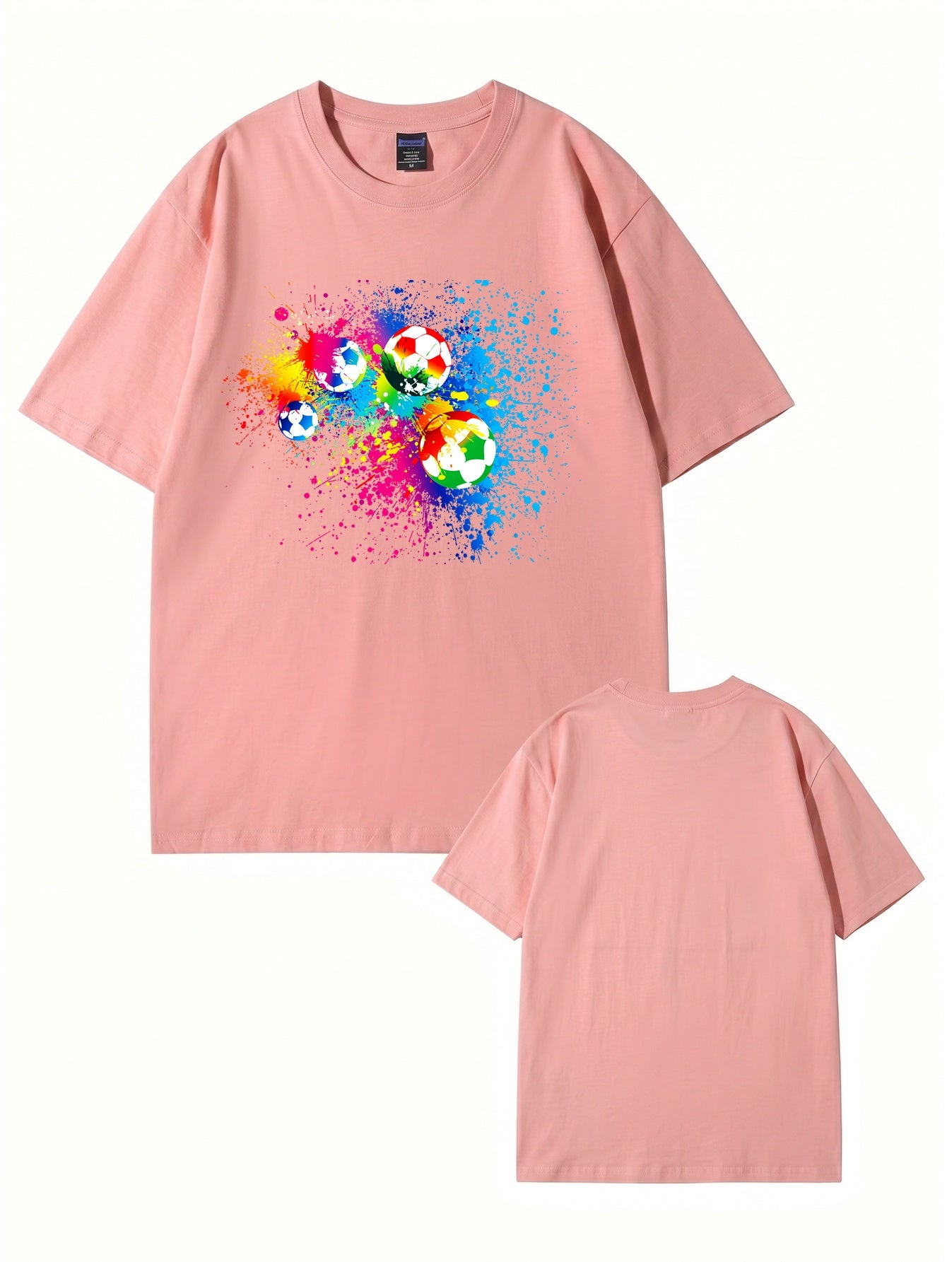 Vibrant Watercolor Soccer Ball Graphic Print T-Shirt