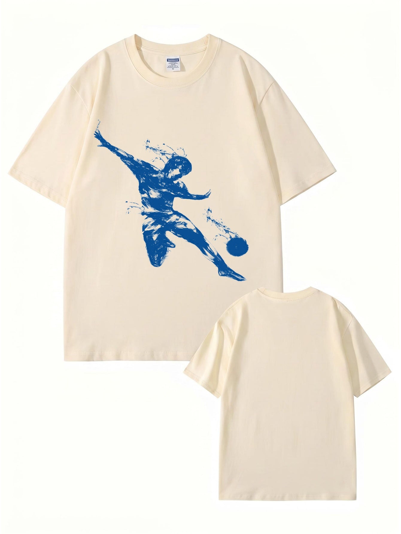 Unisex Streetwear T-Shirt Featuring Blue Dynamic Soccer Player Graphic Print