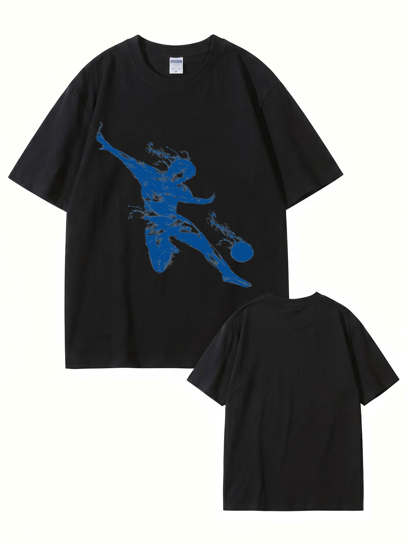 Unisex Streetwear T-Shirt Featuring Blue Dynamic Soccer Player Graphic Print