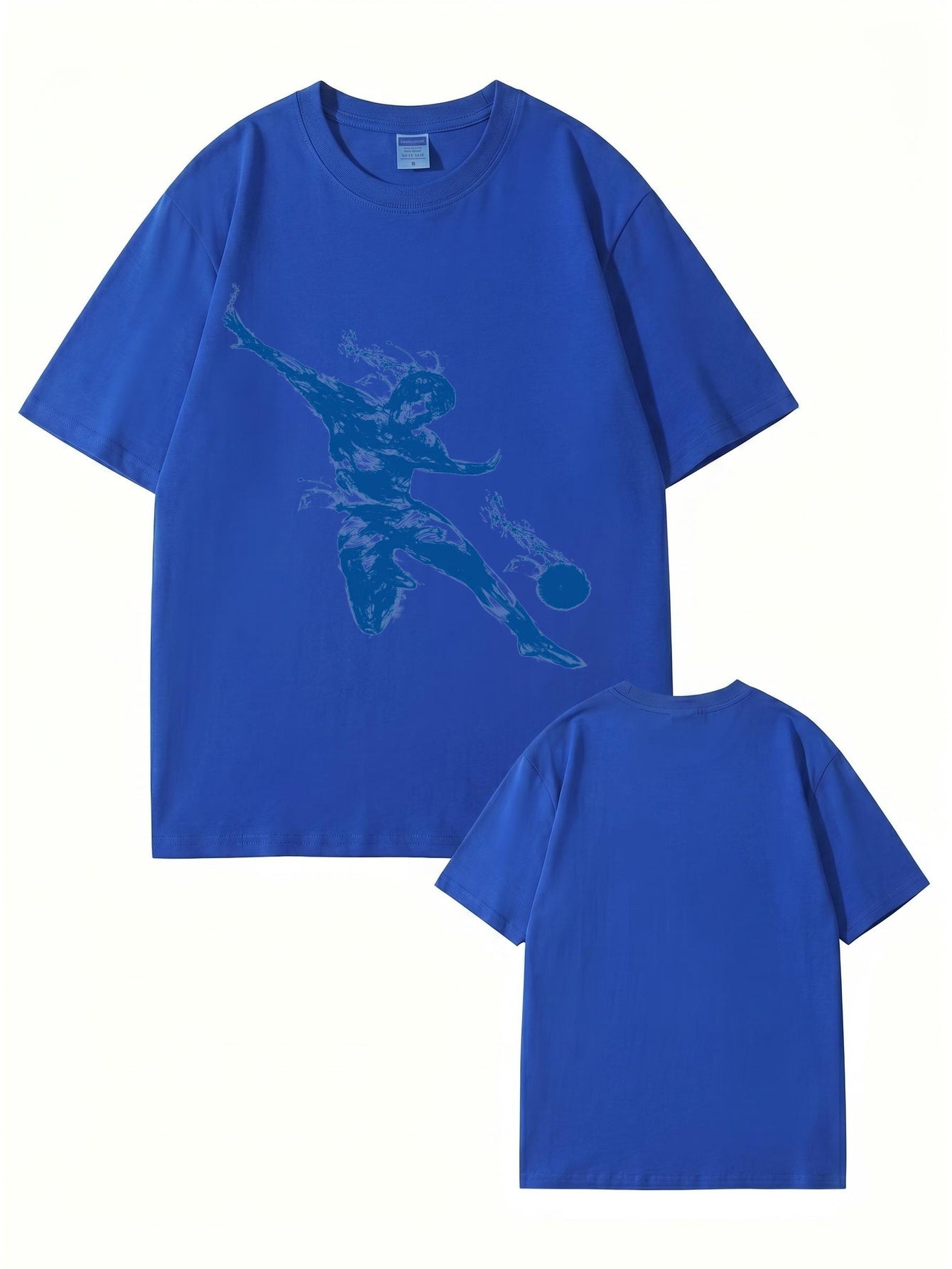 Unisex Streetwear T-Shirt Featuring Blue Dynamic Soccer Player Graphic Print