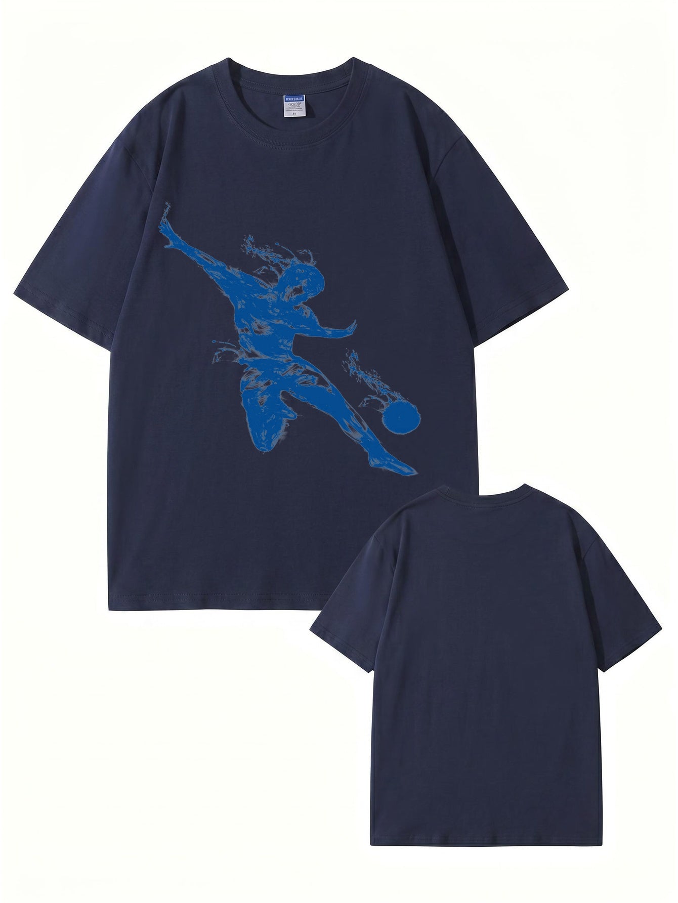 Unisex Streetwear T-Shirt Featuring Blue Dynamic Soccer Player Graphic Print