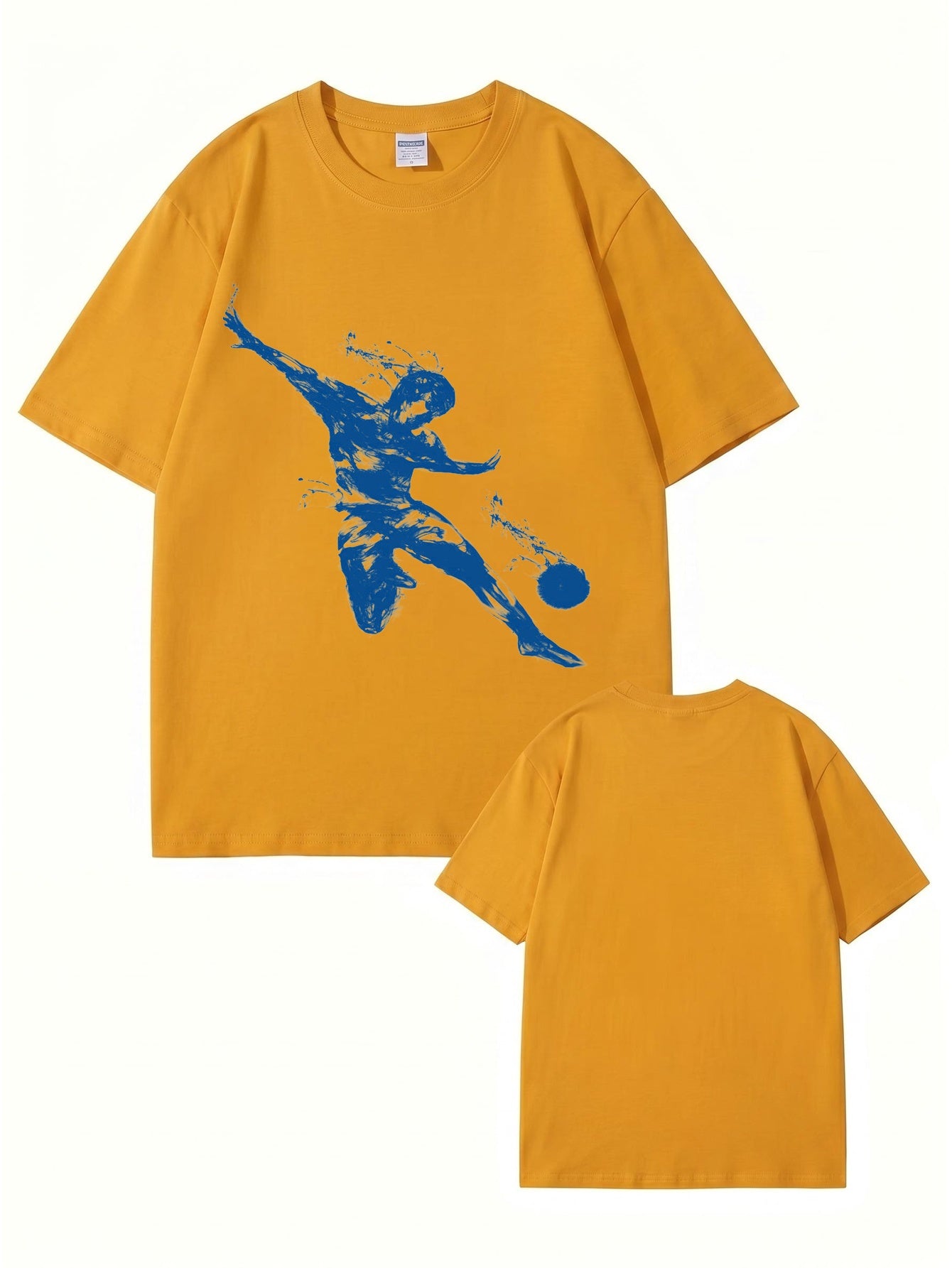 Unisex Streetwear T-Shirt Featuring Blue Dynamic Soccer Player Graphic Print