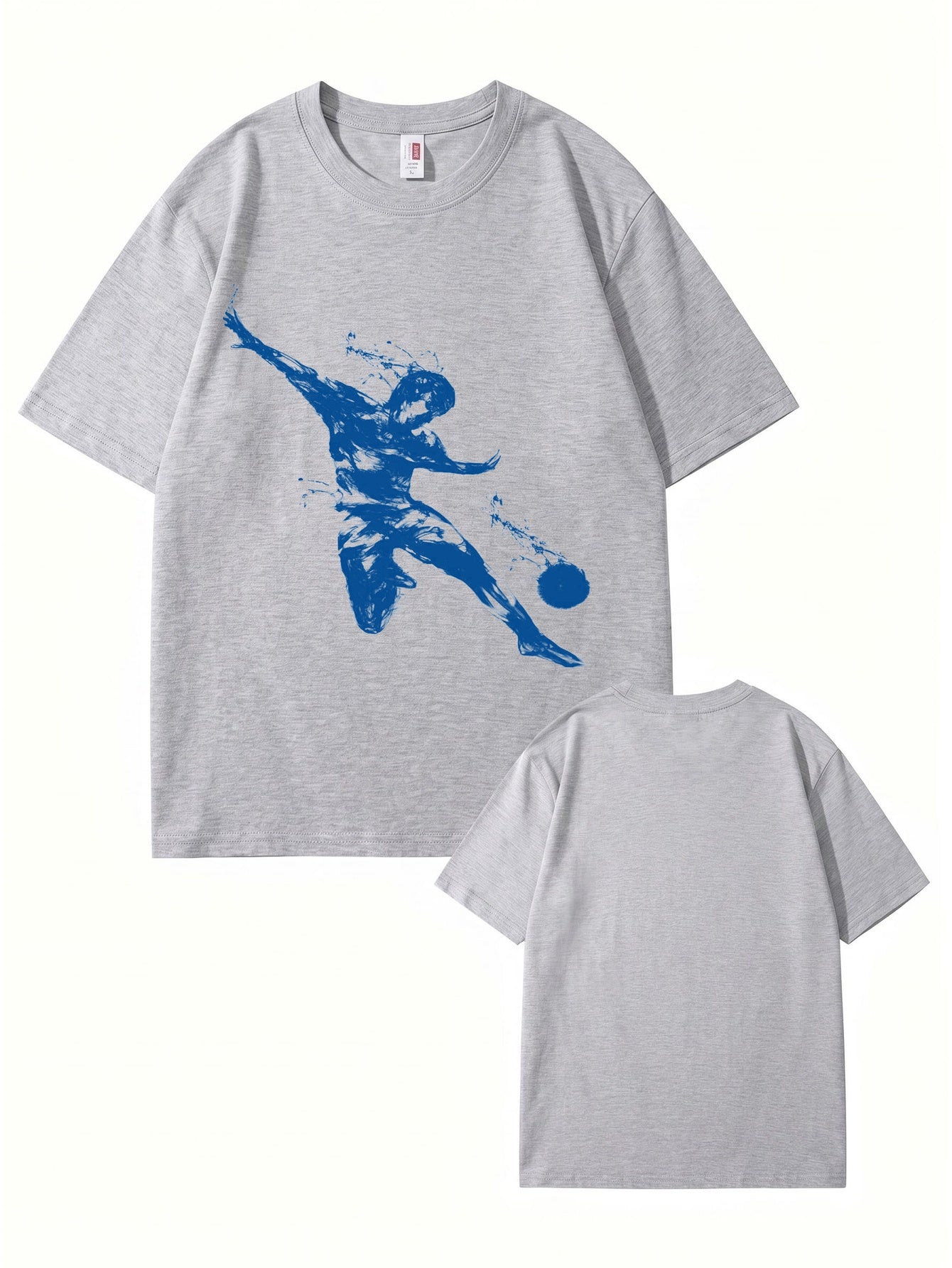 Unisex Streetwear T-Shirt Featuring Blue Dynamic Soccer Player Graphic Print