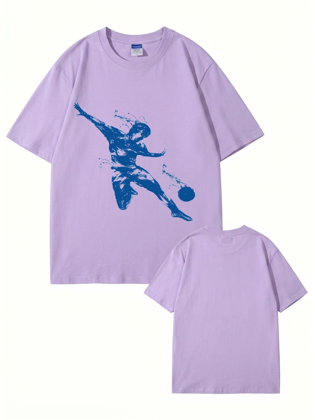 Unisex Streetwear T-Shirt Featuring Blue Dynamic Soccer Player Graphic Print