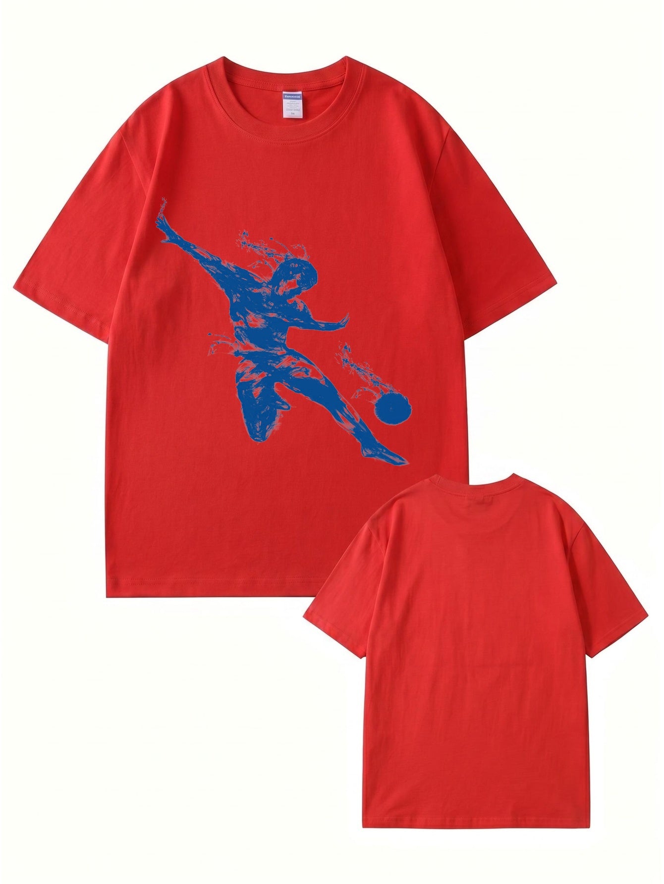 Unisex Streetwear T-Shirt Featuring Blue Dynamic Soccer Player Graphic Print